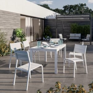 Conjunto de jardín Lyra/Orion Beta extensible de aluminio blanco para 6 personas