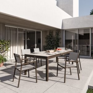 Conjunto de jardín Odyssea/Orion Alpha extensible de aluminio moka 6 personas