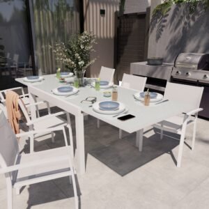Conjunto de muebles de jardín Lyra II de aluminio para 6 comensales
